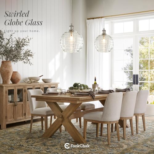10” Globe Glass Pendant Light Kitchen Island Hanging Light Brushed Nickel