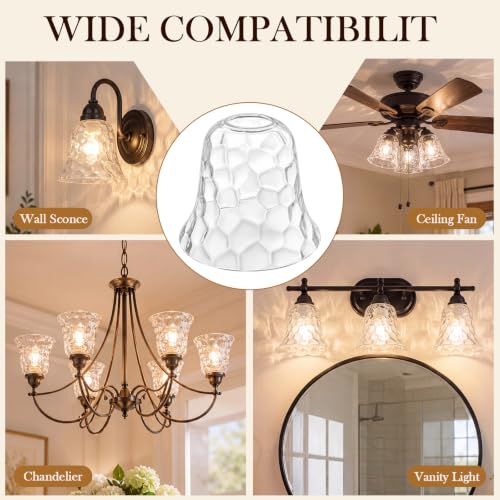 6 Pcs Clear Hammered Bell Shaped Glass Lamp Shade Replacement (6 Count)