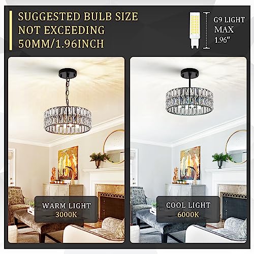 Black Crystal Chandelier 12" 4
