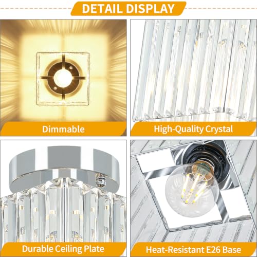 Modern Crystal Ceiling Light Fixture Chrome Hallway Entryway Light Fixtures