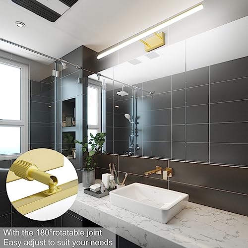 Brushed Brass Vanity Light Fixtures 40inch Modern LED Bathroom Fixtures Gold Vanity Lighing for Bathroom Wall Light Fixtures 5500K