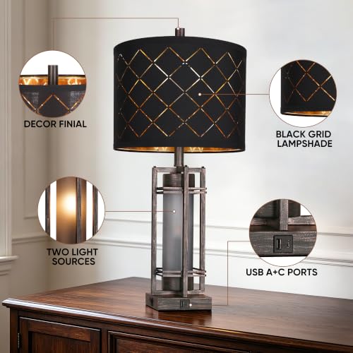 27'' Modern Table Lamp with Nightlight