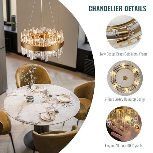 Modern Crystal Chandelier Luxury Raindrop Chandelier D19.7''