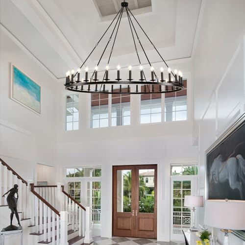 Black Wagon Wheel Chandelier 60