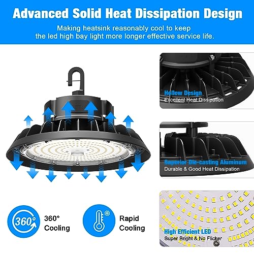 15000LM Super Bright High Bay Lights 5000K (4 Count)