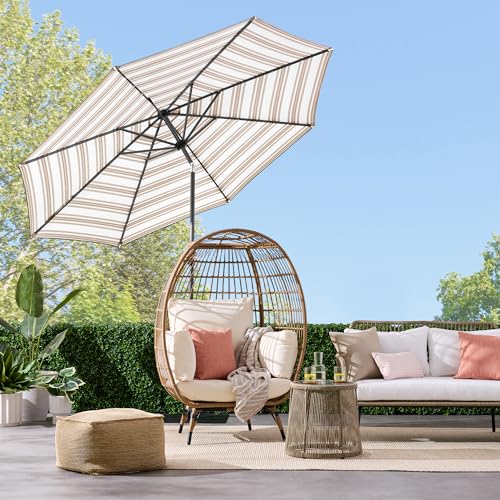 10ft Solar Polyester LED Lighted Patio Umbrella w