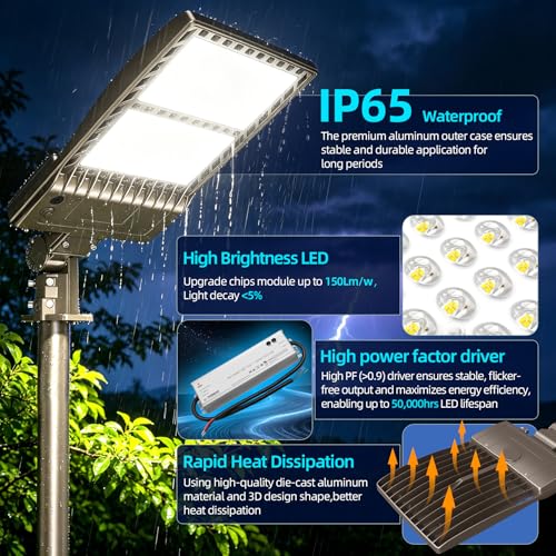 10Pack 400W LED Parking Lot Lights Dusk to Dawn 60000LM Arm & Slip Fitter