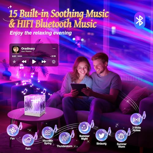 Northern Lights Projector White Noise Sound Machine for Sleep