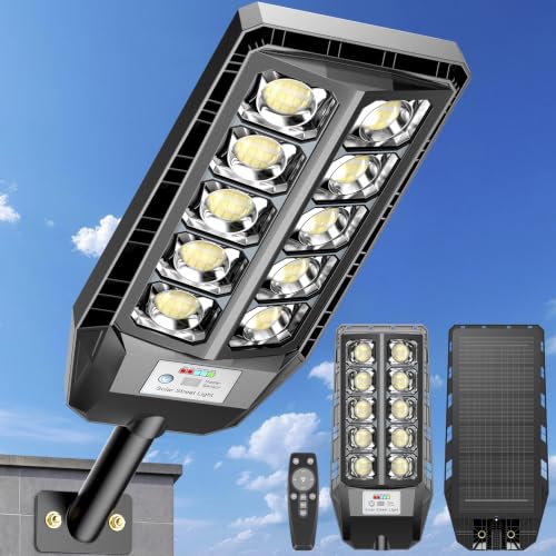 Solar Street Lights Outdoor with Motion Sensor Remote Control 7000K