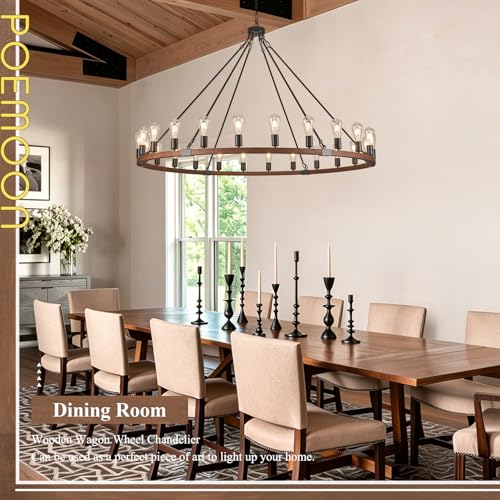 Farmhouse Wooden Wagon Wheel Chandelier 24