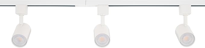 Amped Collection 3-Light 48in Field Cuttable LED Track Lighting Kit with 3 LED 3000K Warm White Track Heads, 4ft Track, End Caps, Floating Feed in White Finish - Aura Lighting