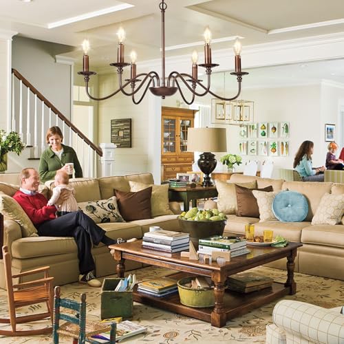 Farmhouse Chandelier for Dining Room (6 Count)