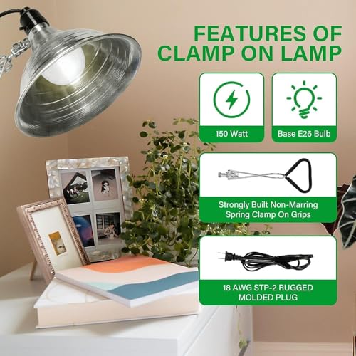 Clamp Light with 8.5 Inch Adjustable Aluminum Reflector (2 Count)