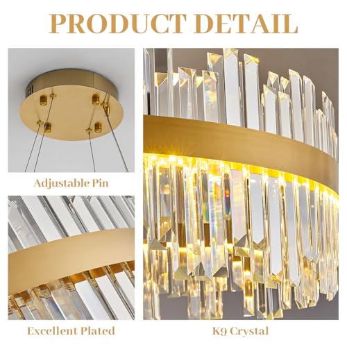 23.6" LED Gold Crystal Chandeliers