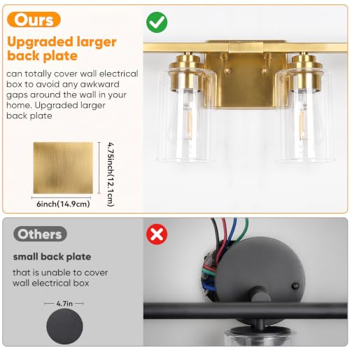 4 Light Brushed Gold Bathroom Light Fixtures Over Mirror 27 Inches