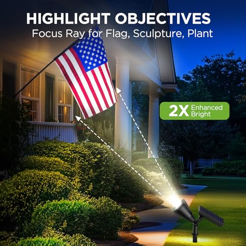 6 Solar Lights Outdoor Spotlight Garden Yard Landscape Flag (6 Count)