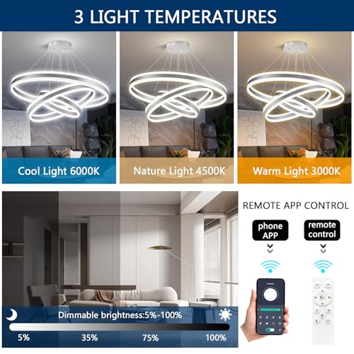 3 Ring D31.5 Modern LED Chandelier