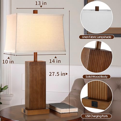 27.5" Wood Table Lamp for Bedroom