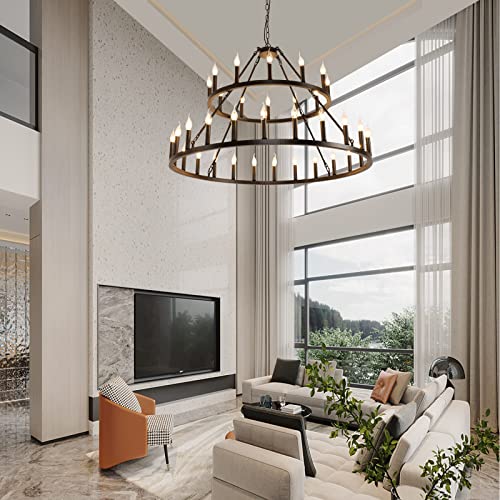 Wagon Wheel Chandelier 2 Tier 36