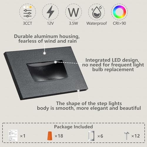 Stair Lights Indoor LED Outdoor Step Lights 12V (6 Count)