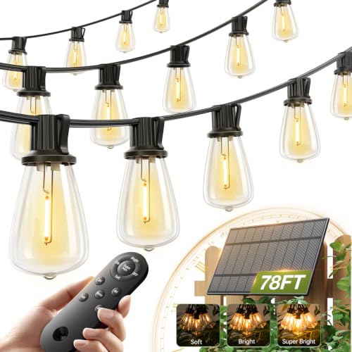 72FT Solar String Lights Waterproof with Remote & USB (78 Foot)