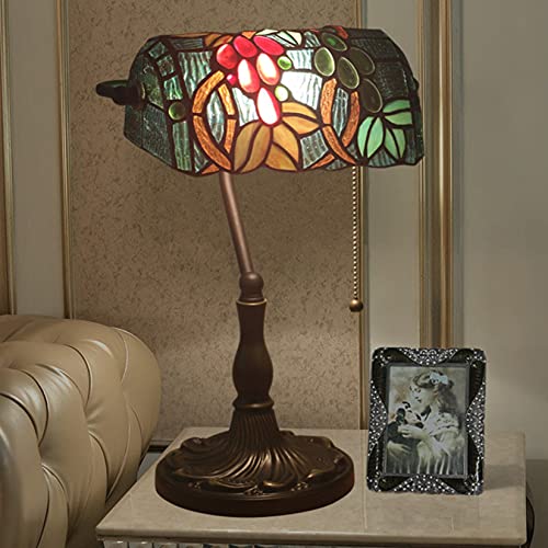 Tiffany Style Bankers Table Lamp Stained Glass Piano Desk Lamp Vintage Bedroom Bedside Lamp for Study