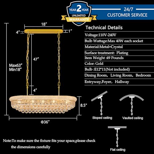 Gold Crystal Chandeliers for Dining Room