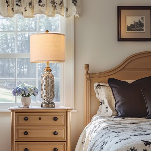 Farmhouse Lamps for Living Room Set of 2 (2 Count)