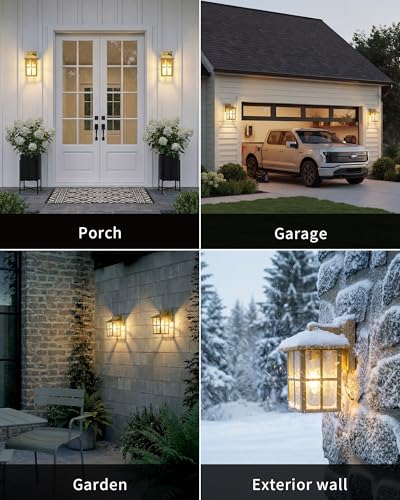 Gold Outdoor Waterproof Modern Patio Wall Light Fixtures Set of 2 (2 Count)