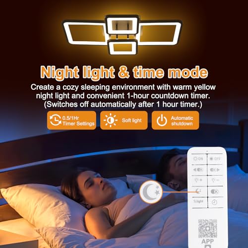 Modern LED Ceiling Lights Fixture Dimmable Flush Mount Black Acrylic 4