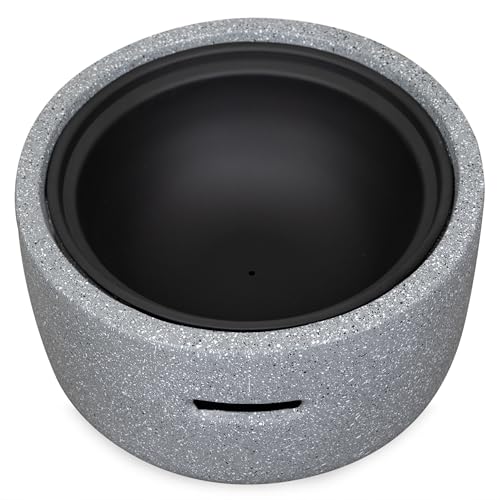 QFC334 Contemporary Gray Woodburning Firepit with Lid & Wood Poker