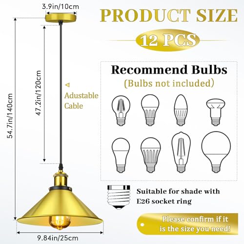 12 Pcs Industrial Pendant Light (12 Count)