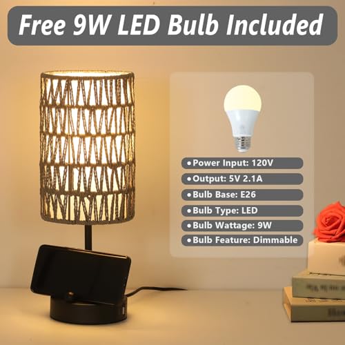 Touch Bedside Lamp For Bedroom with Bulb
