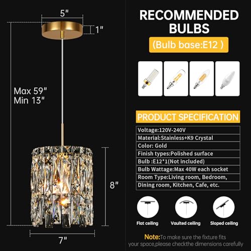 Modern K9 Gold Crystal Pendant Lights Kitchen Island