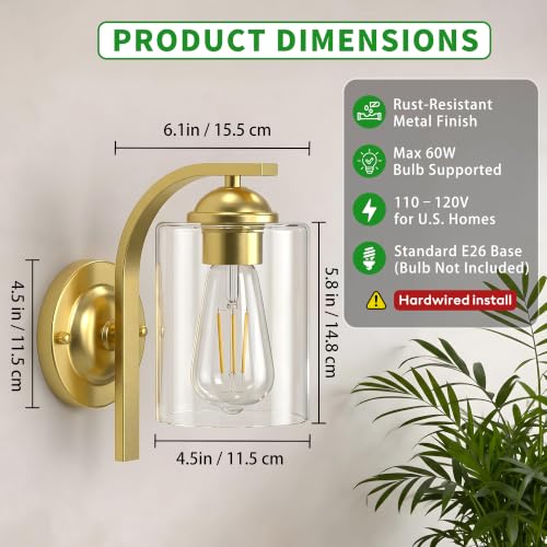 Gold Wall Sconces Lights for Bathroom