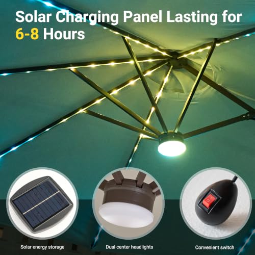 15 Ft Umbrella Outdoor Patio With Solar Lights Base