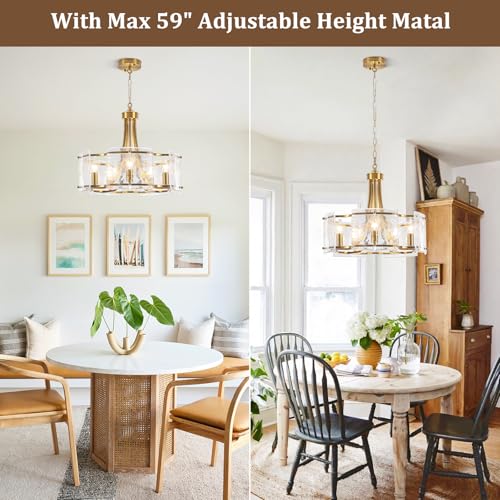 19'' Gold Glass Chandeliers for Dining Room