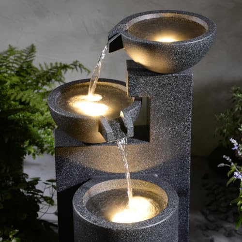 Black Modern Tiered Bowl Fountain