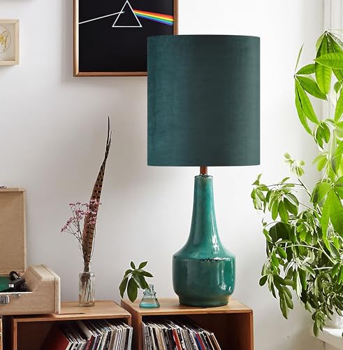 GOSO Tall Drum Natural Velvet Green Lamp Shades (2 Count)