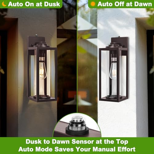 Large Dusk to Dawn Outdoor Wall Lights (2 Count)