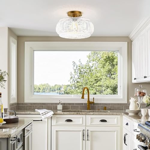 12 Inch Globe Glass Semi Flush Mount Ceiling Light Fixture