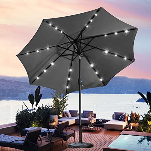 9' Solar LED Patio Umbrella