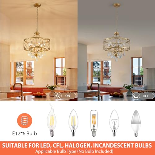 6 Light Modern Gold Crystal Chandelier