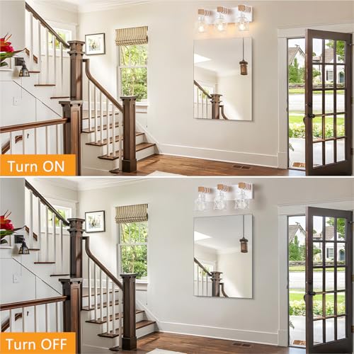 3 Light Farmhouse White Bathroom Vanity Light Fixtures