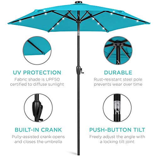 7.5ft Solar Umbrella LED Lighted Patio Umbrella