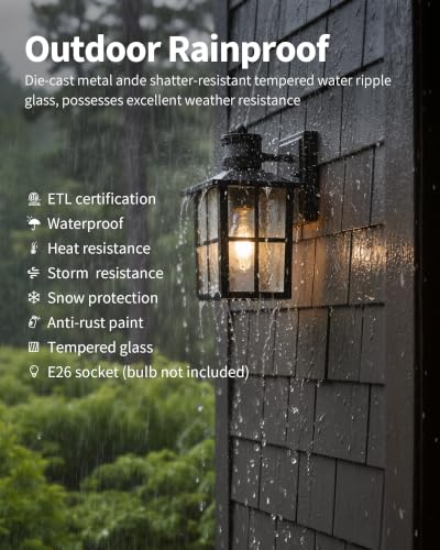 Black Outdoor Motion Sensor Modern Patio Wall Light Fixtures Set of 2 (2 Count)