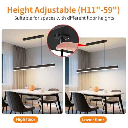Modern Chandelier Light, 39IN LED Pendant Light with Remote Control 3000k-6500K Adjustable Color Temperature，Aluminum Island Lighting Lamp for Dining Room, Living Room