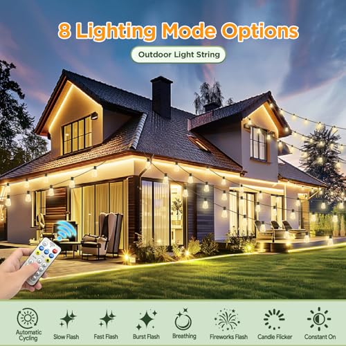 Solar String Lights Outdoor Waterproof with Remote & Timer