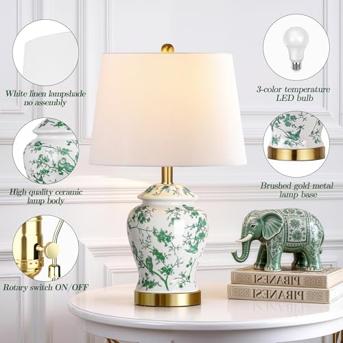 Large Chinoiserie Ceramic Table Lamps Set of 2 for Living Room (2 Count)