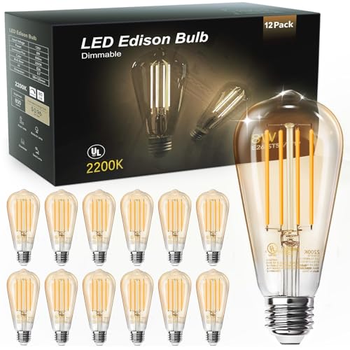 ST58 Vintage LED Edison Bulbs (12 Count)